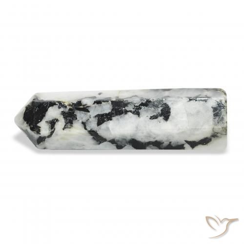 43.34 ct White Rainbow Moonstone Stone, Natural Rainbow Moonstone in Pencil Cut Shape for Sale