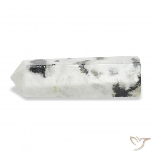 46.28 ct White Rainbow Moonstone Stone, Natural Rainbow Moonstone in Pencil Cut Shape for Sale