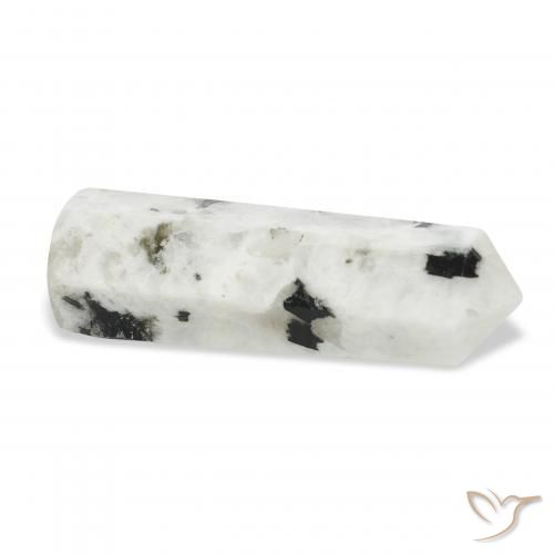 Rainbow Moonstone Gemstone in 38.6 x 12.9 mm Size for Sale, Rainbow Moonstone Stone in White with Black Color