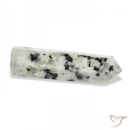 Rainbow Moonstone Gemstone in 43 x 12 mm Size for Sale, Rainbow Moonstone Stone in White with Black Color