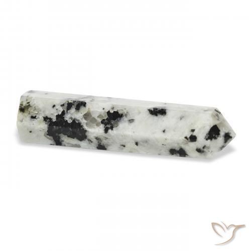 Rainbow Moonstone Gemstone in 43.5 x 10.9 mm Size for Sale, Rainbow Moonstone Stone in White with Black Color