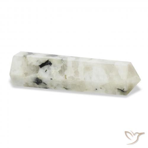 Rainbow Moonstone Gemstone in 43.8 x 12.3 mm Size for Sale, Rainbow Moonstone Stone in White with Black Color