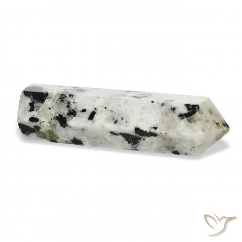 Rainbow Moonstone Gemstone in 41.7 x 11.9 mm Size for Sale, Rainbow Moonstone Stone in White with Black Color