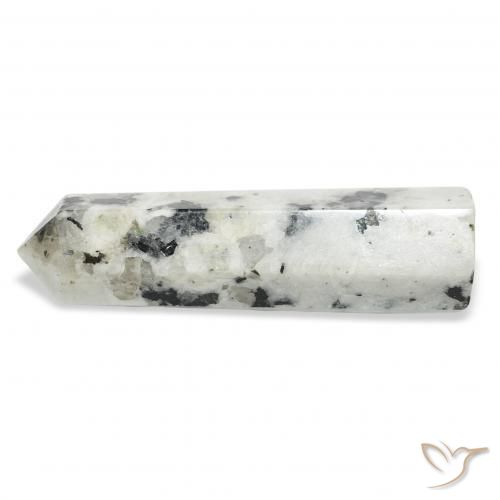 37.89 ct White Rainbow Moonstone Stone, Natural Rainbow Moonstone in Pencil Cut Shape for Sale