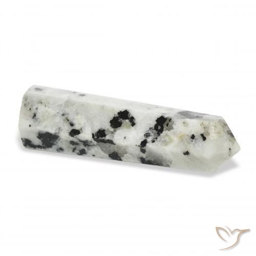 Rainbow Moonstone Gemstone in 40.4 x 11.8 mm Size for Sale, Rainbow Moonstone Stone in White with Black Color