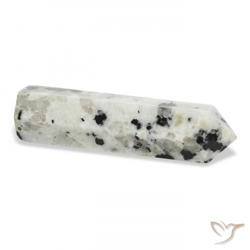 Rainbow Moonstone Gemstone in 44.4 x 11.9 mm Size for Sale, Rainbow Moonstone Stone in White with Black Color