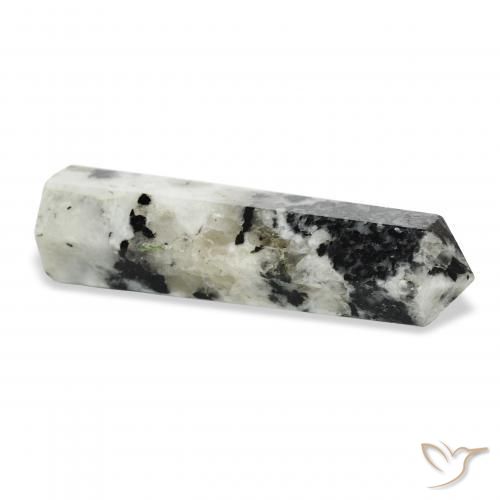 Rainbow Moonstone Gemstone in 41 x 11.3 mm Size for Sale, Rainbow Moonstone Stone in White with Black Color