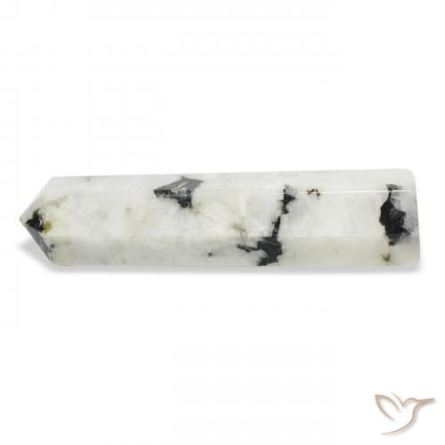 42.52 ct White Rainbow Moonstone Stone, Natural Rainbow Moonstone in Pencil Cut Shape for Sale