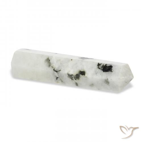 Rainbow Moonstone Gemstone in 44.2 x 11 mm Size for Sale, Rainbow Moonstone Stone in White with Black Color
