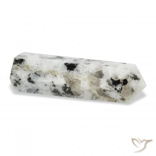 Rainbow Moonstone Gemstone in 40 x 12.1 mm Size for Sale, Rainbow Moonstone Stone in White with Black Color