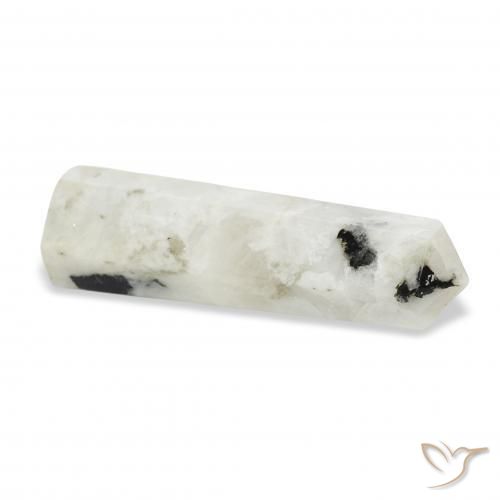 Rainbow Moonstone Gemstone in 37.8 x 11.1 mm Size for Sale, Rainbow Moonstone Stone in White with Black Color