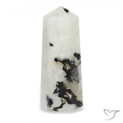 31.09ct Natural White with Black Rainbow Moonstone, Fancy, Opaque