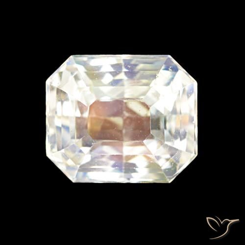 2.55ct Natural Multicolor White Rainbow Moonstone, Emerald Cut, VVS