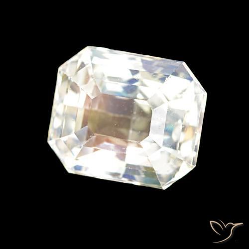 2.55 ct White Rainbow Moonstone Stone, Natural Rainbow Moonstone in Octagon Step Cut Shape for Sale