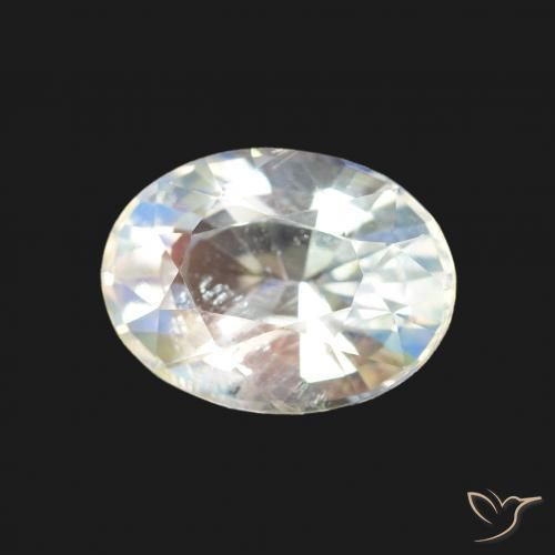 1.64 ct White Rainbow Moonstone Stone, Natural Rainbow Moonstone in Oval Facet Shape for Sale