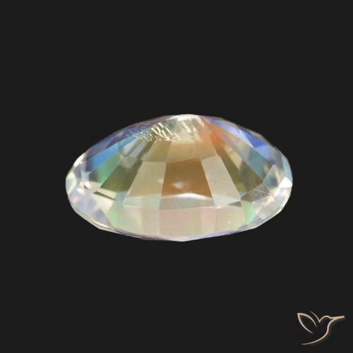 Rainbow Moonstone Gemstone in 8.9 x 6.6 mm Size for Sale, Rainbow Moonstone Stone in Multicolor White Color