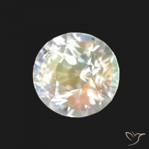 1.59 ct White Rainbow Moonstone Stone, Natural Rainbow Moonstone in Round Facet Shape for Sale