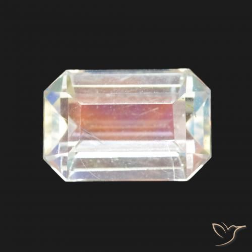 2.11ct Natural Multicolor White Rainbow Moonstone, Emerald Cut, VVS-VS