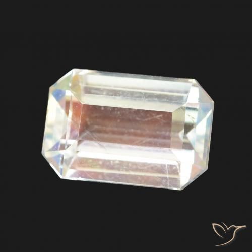 2.11 ct White Rainbow Moonstone Stone, Natural Rainbow Moonstone in Octagon Step Cut Shape for Sale