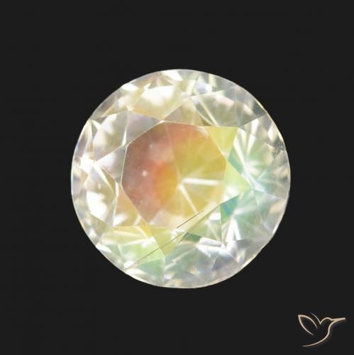 2.20 ct White Rainbow Moonstone Stone, Natural Rainbow Moonstone in Round Facet Shape for Sale