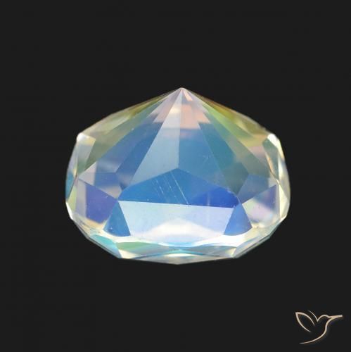 Rainbow Moonstone Gemstone in 8 x 6.6 mm Size for Sale, Rainbow Moonstone Stone in Multicolor White Color