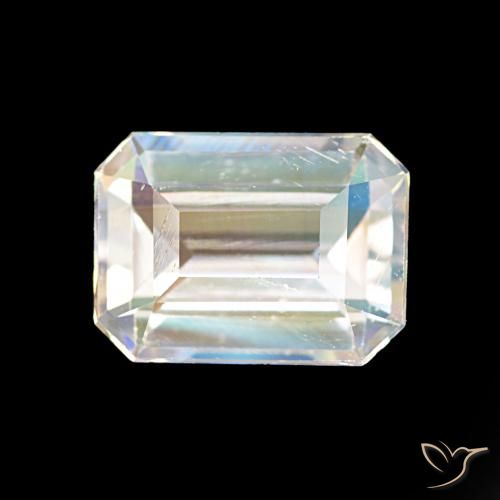 1.77ct Multicolor White Rainbow Moonstone, Emerald Cut, VVS-VS