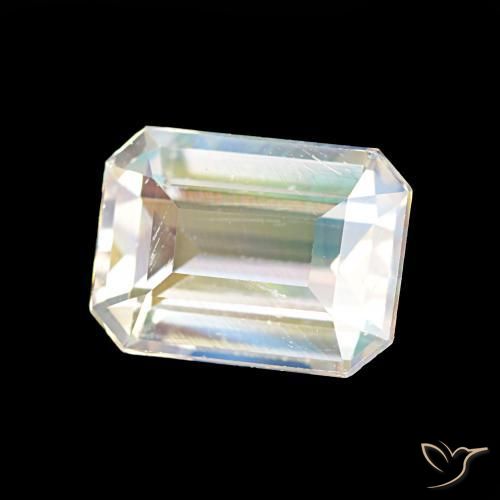 1.77 ct White Rainbow Moonstone Stone, Natural Rainbow Moonstone in Octagon Step Cut Shape for Sale