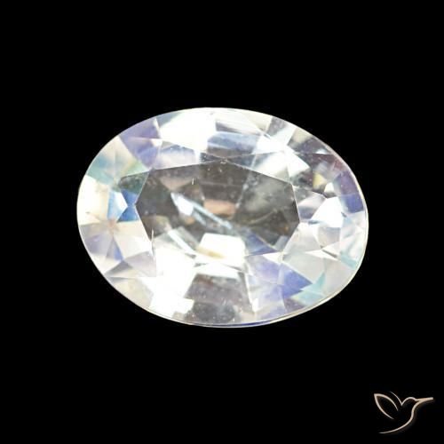 1.18 ct White Rainbow Moonstone Stone, Natural Rainbow Moonstone in Oval Facet Shape for Sale