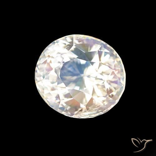 2.10 ct White Rainbow Moonstone Stone, Natural Rainbow Moonstone in Oval Facet Shape for Sale