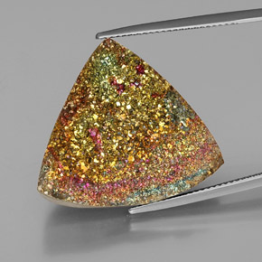 26.91 ct Multicolor Rainbow Pyrite Gemstone, Rainbow Pyrite Gem in Triangle Shape for Sale.