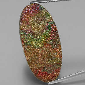 35.58 ct Multicolor Rainbow Pyrite Gemstone, Rainbow Pyrite Gem in Oval Cabochon Shape for Sale.