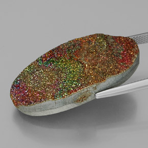 Rainbow Pyrite Gemstone in 34.8 x 16.5 mm Size for Sale, Rainbow Pyrite Stone in Multicolor Color
