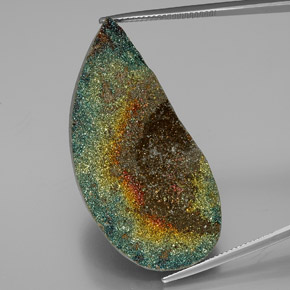 39.36 ct Multicolor Rainbow Pyrite Gemstone, Rainbow Pyrite Gem in Fancy Cabochon Shape for Sale.