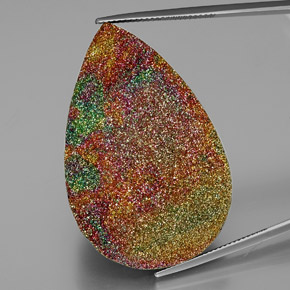 81.18 ct Multicolor Rainbow Pyrite Gemstone, Rainbow Pyrite Gem in Pear Cabochon Shape for Sale.