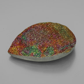 81.18 ct Multicolor Rainbow Pyrite Stone, Natural Rainbow Pyrite in Pear Cabochon Shape for Sale