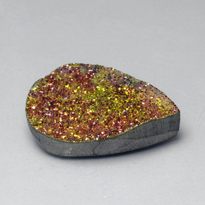 12.55 ct Multicolor Rainbow Pyrite Stone, Natural Rainbow Pyrite in Pear Crystal Cluster Shape for Sale