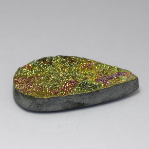 16.45 ct Multicolor Rainbow Pyrite Stone, Natural Rainbow Pyrite in Pear Crystal Cluster Shape for Sale