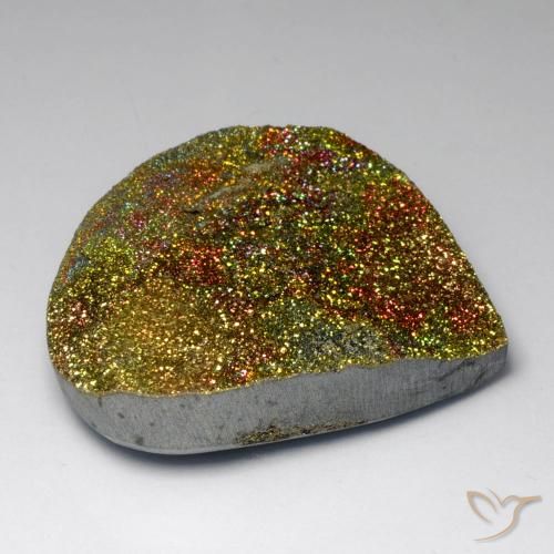 130.91 ct Multicolor Rainbow Pyrite Stone, Natural Rainbow Pyrite in Pear Crystal Cluster Shape for Sale
