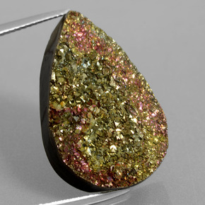 20.08 ct Multicolor Rainbow Pyrite Gemstone, Rainbow Pyrite Gem in Pear Crystal Cluster Shape for Sale.