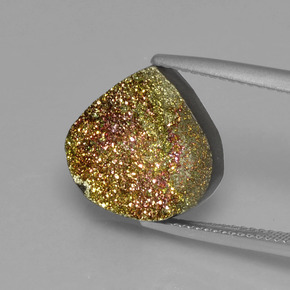 6.93 ct Multicolor Rainbow Pyrite Gemstone, Rainbow Pyrite Gem in Pear Crystal Cluster Shape for Sale.
