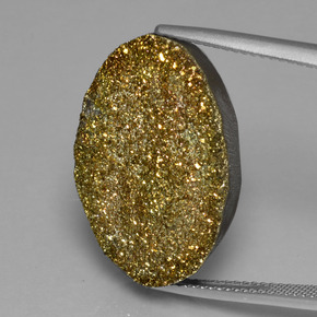 17.40 ct Multicolor Rainbow Pyrite Gemstone, Rainbow Pyrite Gem in Oval Crystal Cluster Shape for Sale.