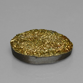 17.40 ct Multicolor Rainbow Pyrite Stone, Natural Rainbow Pyrite in Oval Crystal Cluster Shape for Sale