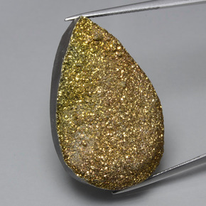 42.88 ct Multicolor Rainbow Pyrite Gemstone, Rainbow Pyrite Gem in Pear Crystal Cluster Shape for Sale.