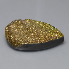 42.88 ct Multicolor Rainbow Pyrite Stone, Natural Rainbow Pyrite in Pear Crystal Cluster Shape for Sale