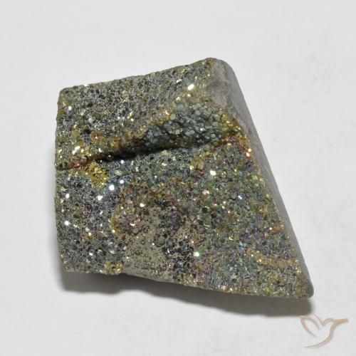 16.45 ct Multicolor Rainbow Pyrite Stone, Natural Rainbow Pyrite in Rhomb Crystal Cluster Shape for Sale