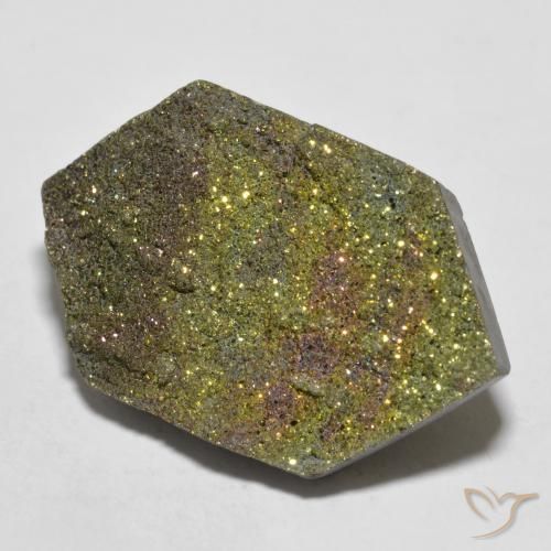 19.90 ct Multicolor Rainbow Pyrite Stone, Natural Rainbow Pyrite in Hexagon Crystal Cluster Shape for Sale