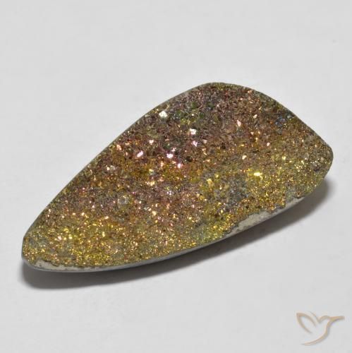 11.21 ct Odd Shaped Rainbow Pyrite, 26.1 x 12 mm From Russia, Photo A