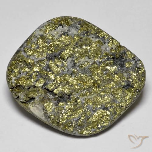 26,5x22,5 mm fancy-schliff mehrfarbiger Regenbogen-Pyrit aus Russland, Gewicht 39,29 ct, 1 Stück Regenbogen-Pyrit - Farbe: Mehrfarbig, natürlicher Edelstein in Opaque Reinheit, Mohs-Härte von 6 - 6,5, Photo A