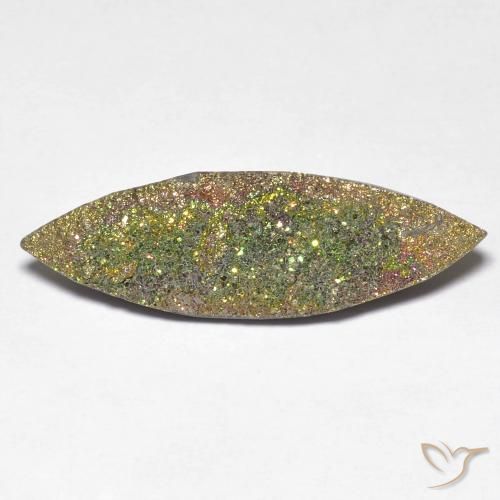 5.52 ct Multicolor Rainbow Pyrite Gemstone, Rainbow Pyrite Gem in Marquise Crystal Cluster Shape for Sale.