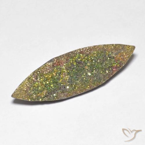 5.52 ct Multicolor Rainbow Pyrite Stone, Natural Rainbow Pyrite in Marquise Crystal Cluster Shape for Sale